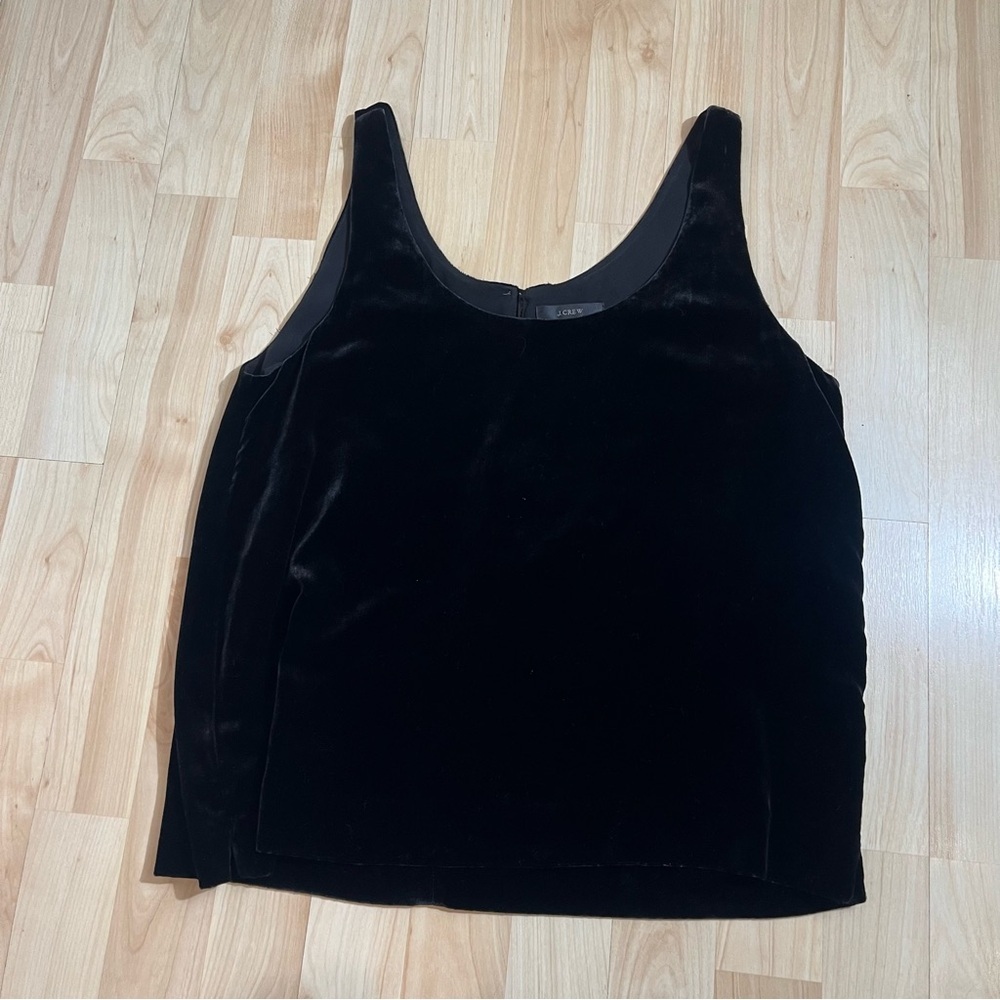 J Crew Black Lined Velvet Sleeveless Tank Top Blouse Size 8 Womens